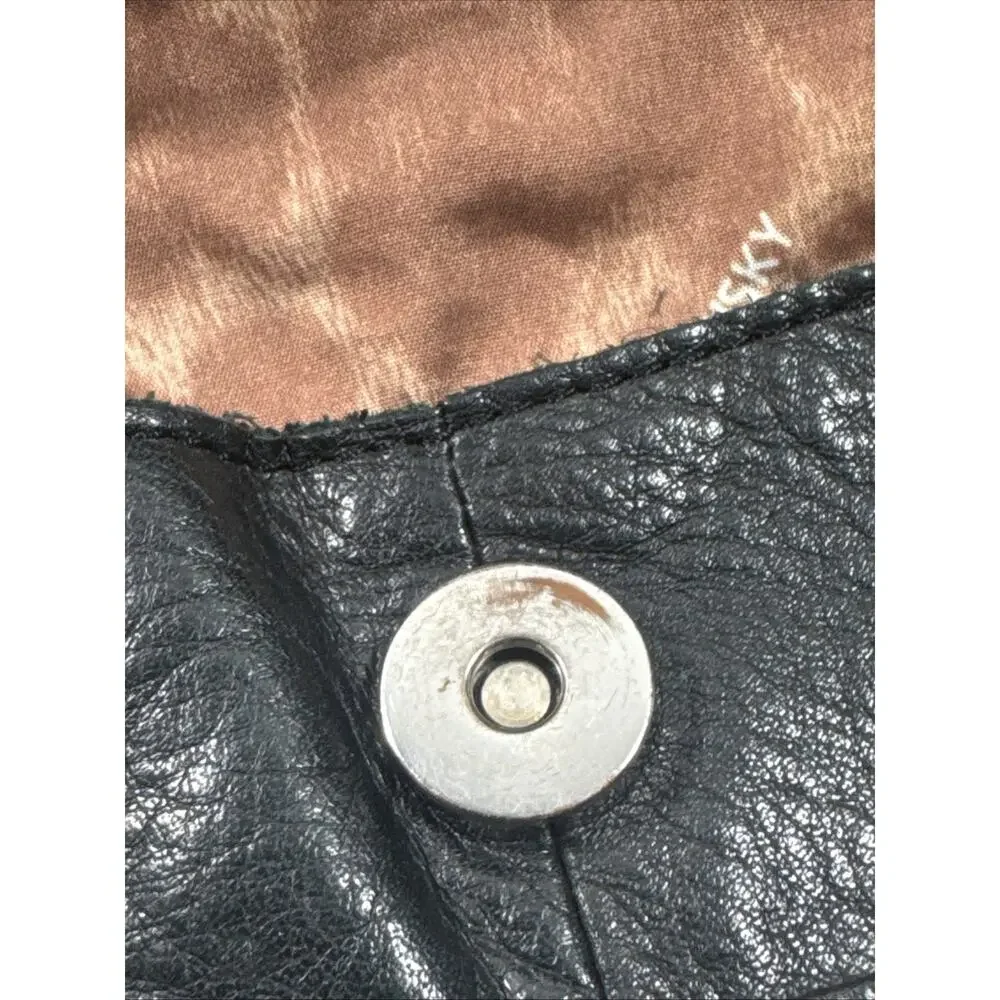 B Makowsky Large Hobo Bag Black Genuine Leather 2 Strap Silver Zipper Studs Moto
